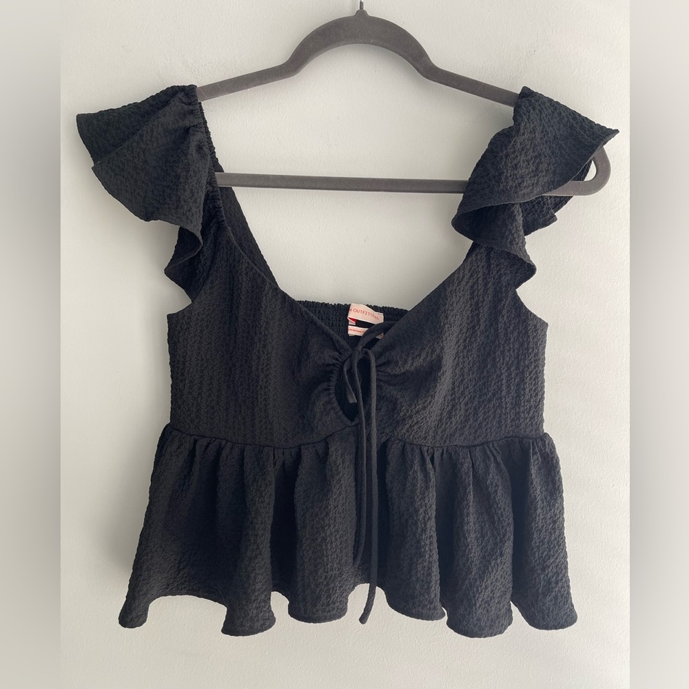 Urban Outfitters Black Ruffled Blouse